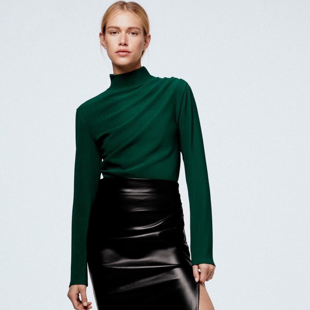 Zara green mocked neck top